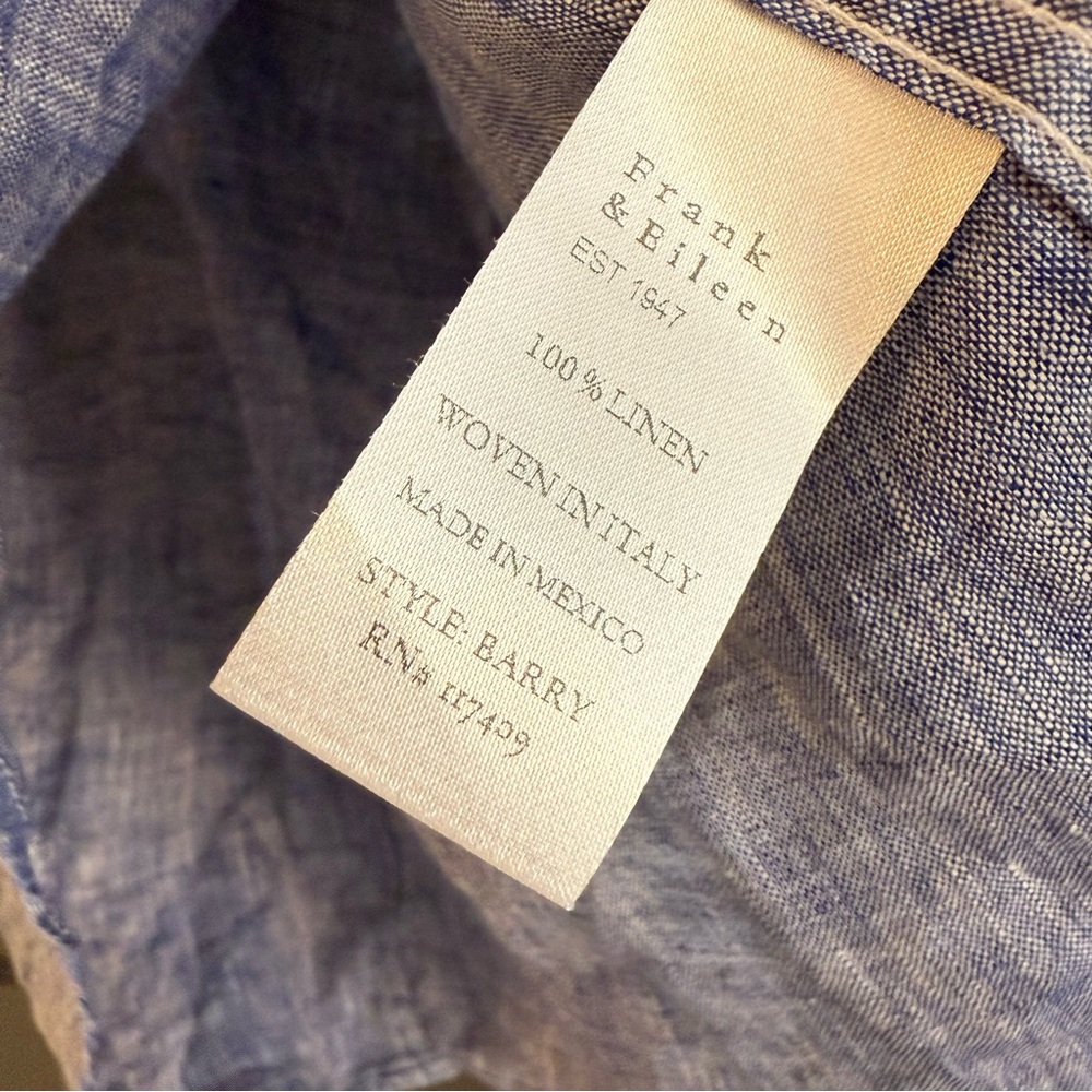 FRANK & EILEEN • Barry linen button down shirt • small blue - Picture 4 of 5